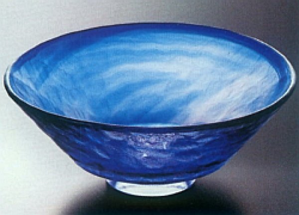 画像1: ガラス平茶碗 瑠璃 【耐熱】 (1)