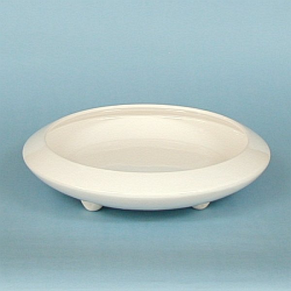 画像1: 華道用花器 足付 白水盤（小） (1)