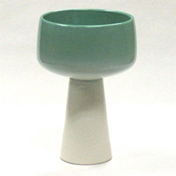 画像1: 華道用 コンポート花器 緑色／白色 (1)