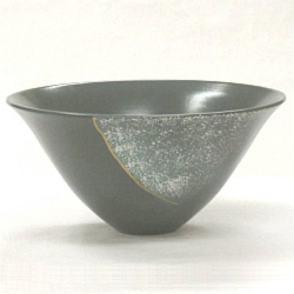 画像1: 華道用 コンポート花器 灰色 (1)