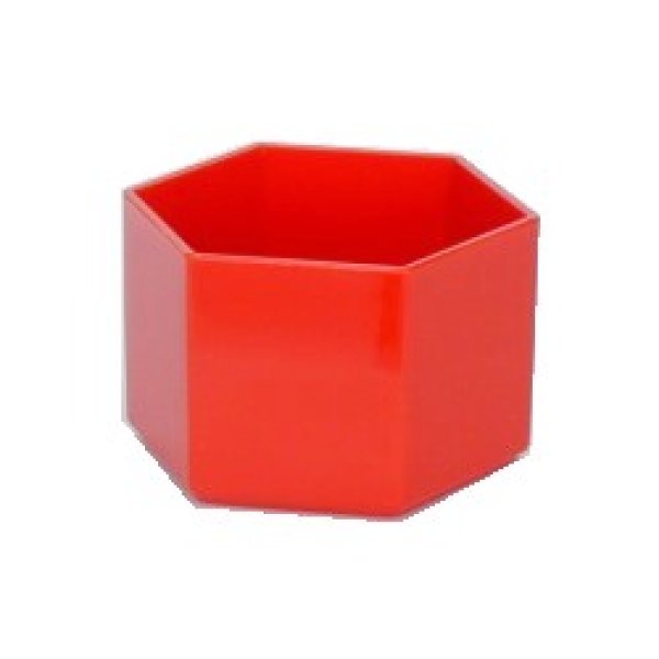 画像1: プラウェア ミニ花器 六角 赤色 (1)